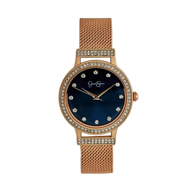 Jessica Simpson Rose Gold Adjustable Mesh Watch - Walmart.com
