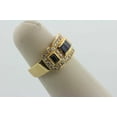 thumbnail image 5 of Bluebelljewels 14K Yellow Gold Finish Silver 3CT Lab Created Blue Sapphire Wedding Ring, 5 of 6