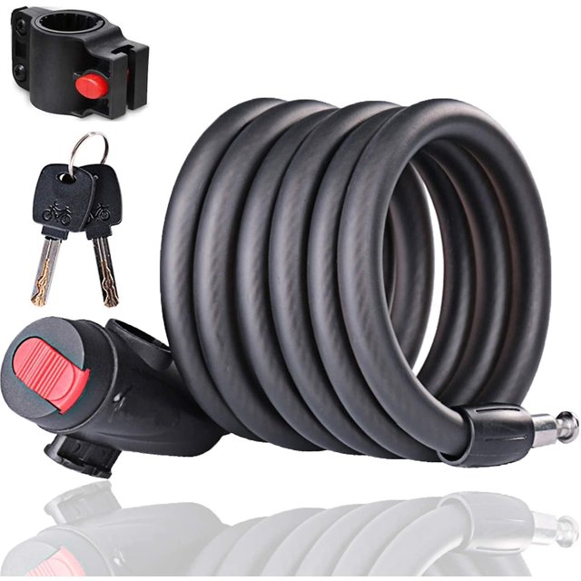 Candado Bicicleta Nivel Seguridad Muy Alto, Candado Cable Espiral, Bicicleta, Candado Scooter, Candado Cable, Candado Bicicleta Con Llave, Candado Bicicleta Antirrobo 180 Cm.