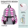 thumbnail image 5 of Pink and White Wavy Checkered Pattern Backpack for School, Cute School Bag with Adjustable Shoulder Straps and Padded Back, 13.4"x11"x4.7", 5 of 5