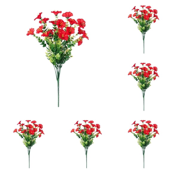 6 Bundles Eucalyptus Artificial Flowers, 14.2'' UV Resistant Colorful Flower, Home Garden Decoration, for Indoor Outside Home Indoor Planter Porch Yard