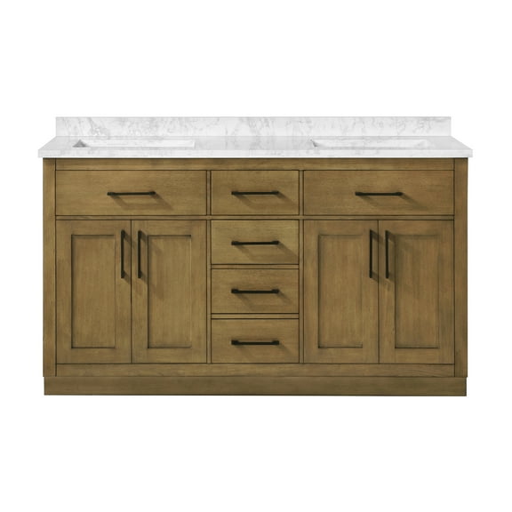 Ove Decors Athea 60 W x 22" D Freestanding Bathroom Vanity with Double Sink, Almond Latte