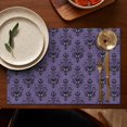 thumbnail image 4 of Purple Gothic Bat Pattern Summer Placemats Table Placemats Set Of 6-Linen Kitchen Washable Placemats Table Mats 11.8"x17.7" Non-Slip Heat Resistant, 4 of 5