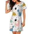 thumbnail image 2 of Haiem Cute Dinosaurs Print Women’s Short-sleeved Nightdress – Comfortable and Loose-Fit Sleepwear, Soft Cotton Sleep Shirt for Relaxing, Casual Nightdress, 2 of 6