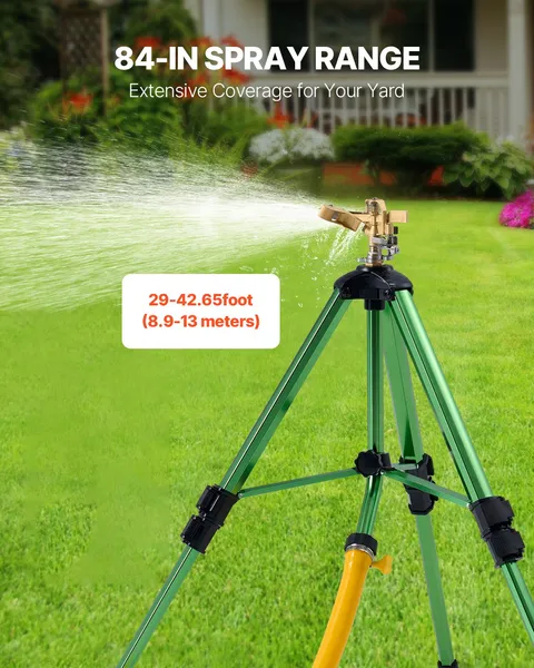 Heavy Duty Tripod Sprinkler 2 Pack Brass Head 360 Degree Adjustable Height Lawn Irrigation
