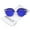 Blue-Gold / Blue Mirror, variant on - Round Transparent Half-Frame Cutout Mirror Flat Lens Cat Eye Sunglasses 51mm - 51mm