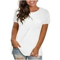 thumbnail image 2 of Anqov T Shirts for Women, Solid Color Short Sleeve Round Neck Relaxed Fitting Basic Tops, Daily Trendy Cozy Soft Casual Summer Shirts, 2 of 4