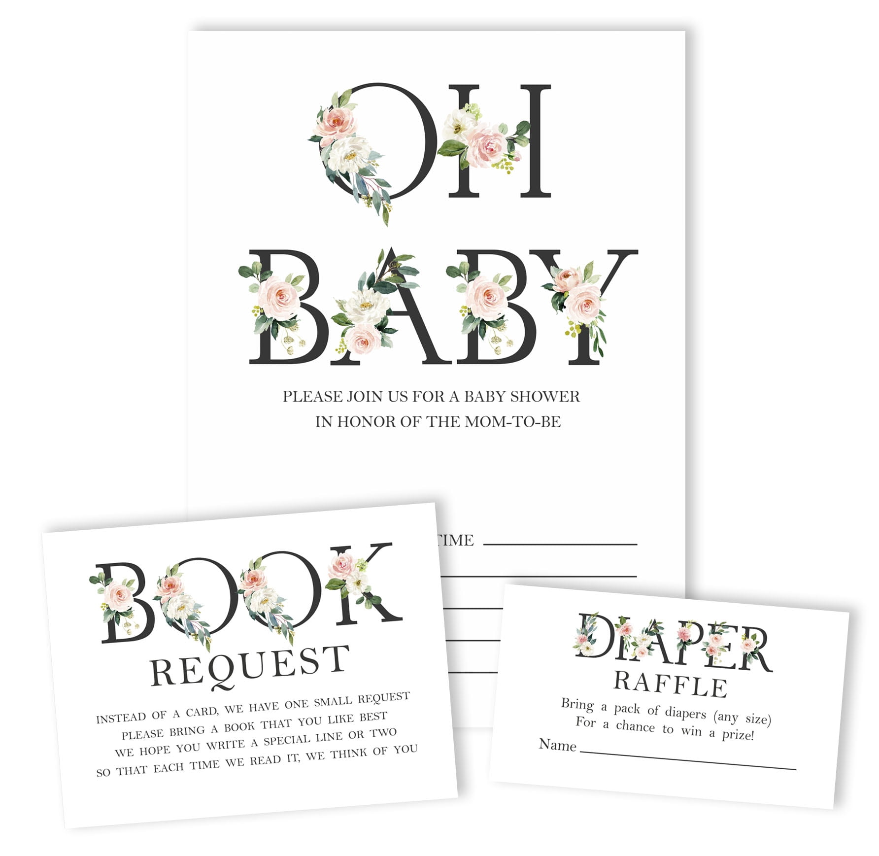 Inkdotpot Set Of 30 Oh Baby Gender Neutral Baby Shower Invitations-Diaper Raffle Tickets And Baby Shower Book Request Cards Invites Its A Boy Its A Girl