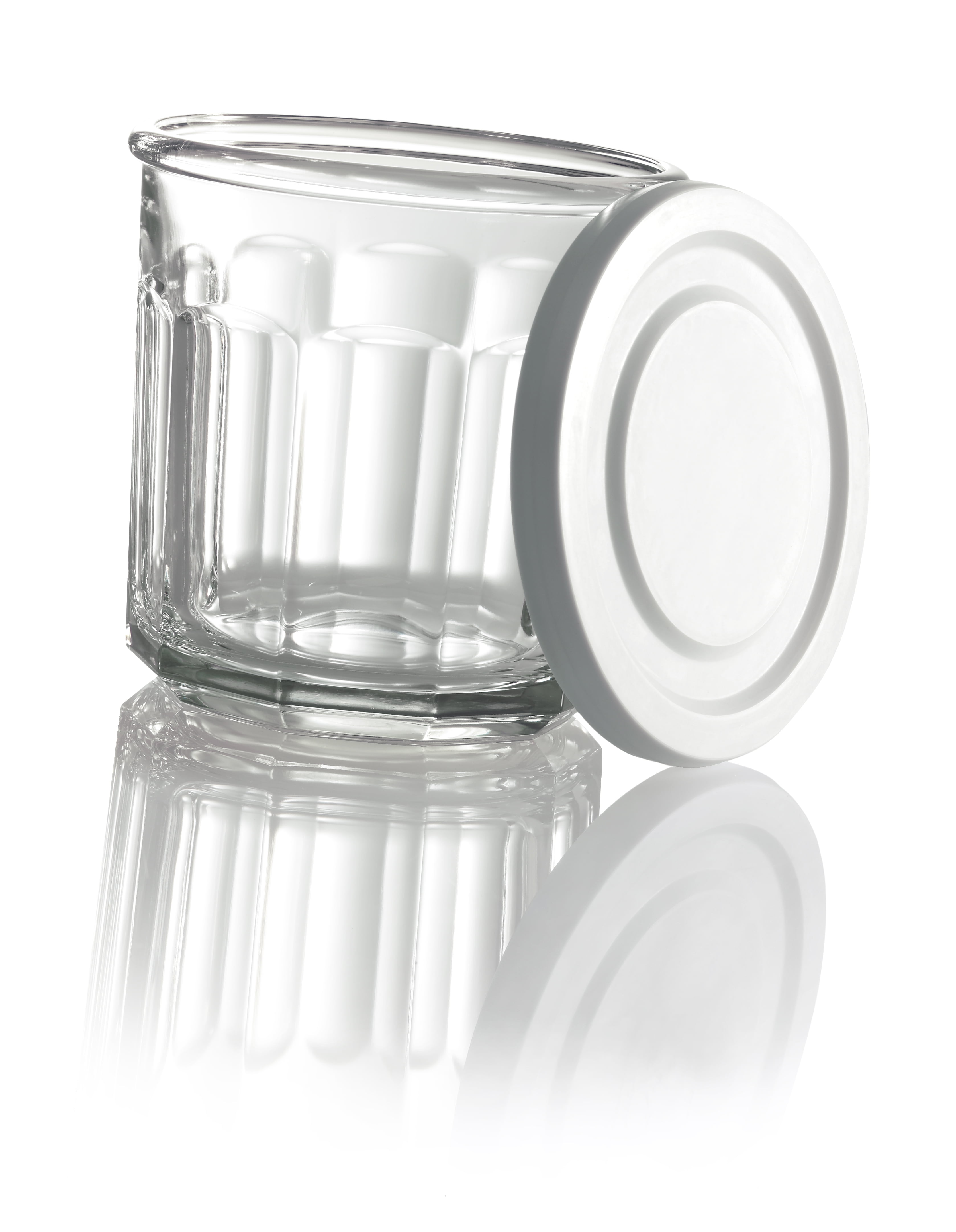 Luminarc 14 oz. Clear Working Glass Storage Jar/DOF With White Lids 4 PC Set