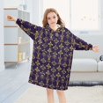 thumbnail image 5 of FORMRS Wearable Blanket Hoodie with Sleeves for Kids Cozy Flannel Sweatshirt, Purple Flowers Pattern, 5 of 7