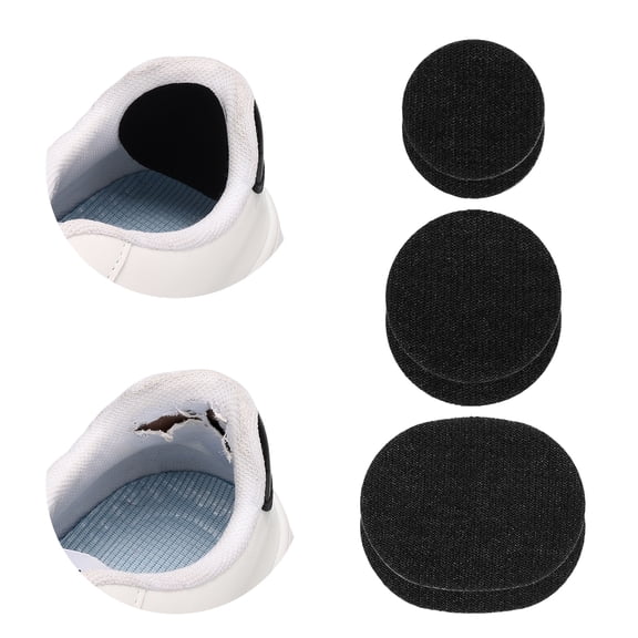 Uxcell 6 Pcs Shoe Heel Repair Patch Oval Self-Adhesive Sneaker Inside Patches Heel Inserts Protectors Repair Pad for Men Women Sneaker Flats Toe Shoes Boots Hole, Black