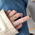 thumbnail image 2 of SS DESIGNS- 925 Adjustable Multi-Line Open Ring for Women, Minimalist Thumb & Index Finger Statement Ring, Fashion Silver Jewelry Minimalist, 2 of 5