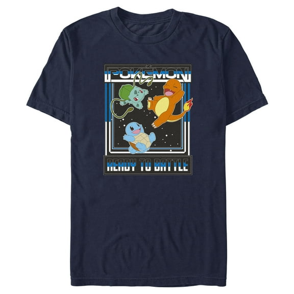 Men's Pokemon Ready To Battle Trio Graphic Tee Navy Blue 2X Large