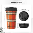 thumbnail image 3 of Portable Thermos Cup Coffee Cup 6.9×3.4in Invisible Ring Easy To Carry For Car Cafe Office Home Orangered Houndstooth Checkered Hand-Drawn Sketch_3, 3 of 8