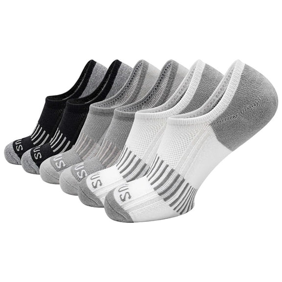 Rohuuque 6 Pairs Running Ankle Socks for Men Low Cut Athletic Socks Terry Insole Basketball Moisture Wicking Running Wear Silver