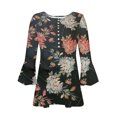 thumbnail image 4 of IROINID Chemises Grande Taille Réduites pour Femmes Col Rond Manches Longues Quotidiennes Trompette Unie Boutonnée Basique Corset Froncé Tunique Hauts Plissés T-shirts Blouses, Rouge, 4 of 5