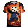thumbnail image 5 of Funny Cute Panda Womens Tops Women's Fashion Casual Short Sleeve Flower Print Round Neck Pullover Top Blouse, 5 of 6