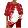 thumbnail image 2 of Jamicy Pyjamas Confortables pour Femmes Ensemble Cadeau pour Épouses T-Shirts Imprimés Arbre de Noël Manches Courtes T-Shirts Graphiques Amusants Col Rond Tops Pyjamas de Noël, 2 of 7