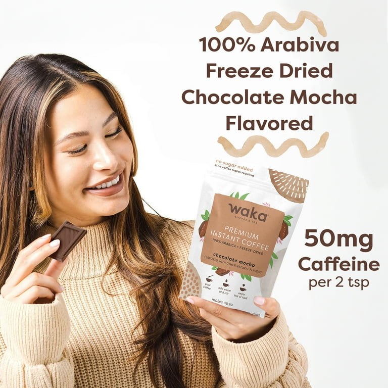 Waka Instant Coffee, Dark Chocolate Flavored - 100% Arabica Beans