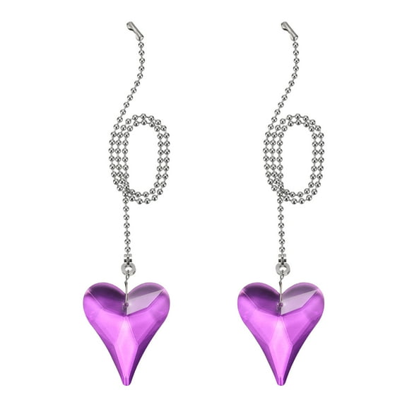 Uxcell 13 Inch Crystal Ceiling Fan Pull Chains, Purple 2 Pcs (New Heart Shape)