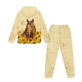 thumbnail image 5 of Uorisanigo 2 Pack Graphic Printed Long Sleeve Pullover Hoodie Sweatshirt and Jogger Pants Outfit Set Fall Winter Kids Clothes for Boys Girls, Sunflower Western Horse, 5 of 7