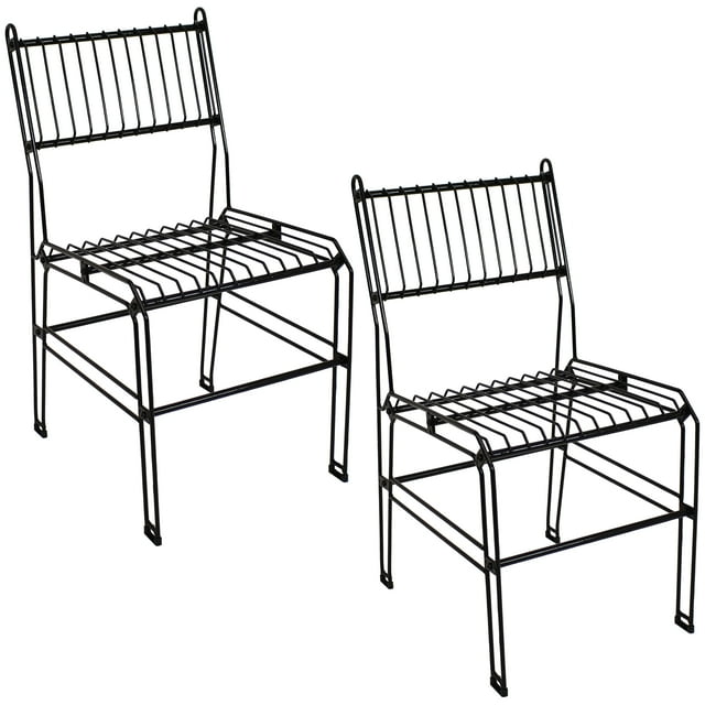 Sunnydaze Outdoor Furniture Steel Wire Dining Chairs - Black - 2pc