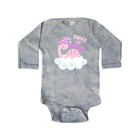 

Inktastic Papa s Lil Dino with Cute Pink Baby Dinosaur Gift Baby Boy or Baby Girl Long Sleeve Bodysuit