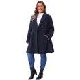 thumbnail image 3 of DARING DIVA Women's Plus Size A Line Notched Lapel Double Breasted Coat 1X Dark Blue, 3 of 6