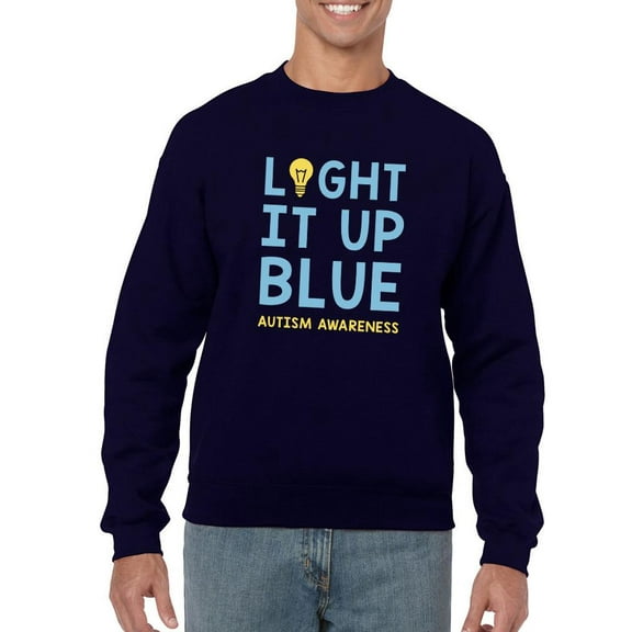 Light It Up Blue Sweatshirt Men -Smartprints Designs, Male XX-Large