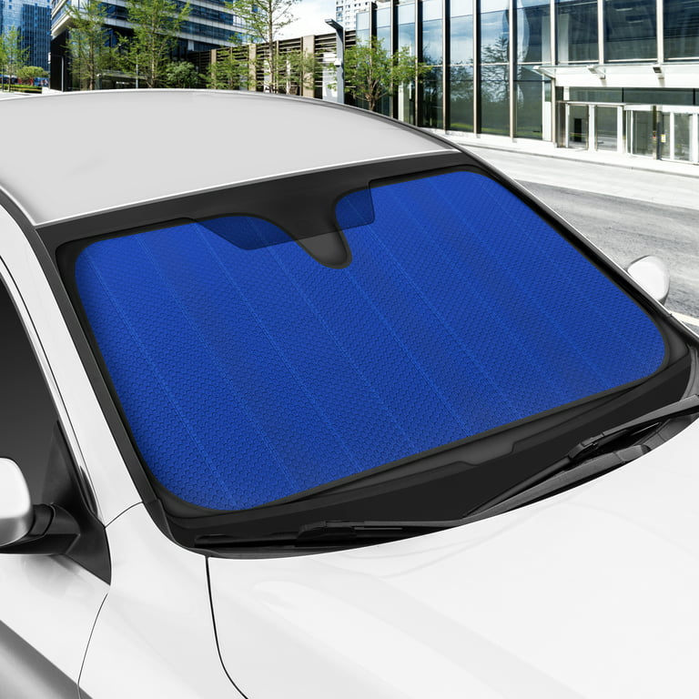 Motor Trend Front Windshield Sun Shade - Accordion Folding Auto Sunshade for Car Truck SUV 58 x 24 inch (Blue)