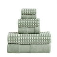 thumbnail image 1 of The Urban Port BM222847 Porto Dual Tone Towel Set with Jacquard Grid Pattern, Green - 6 Piece, 1 of 2
