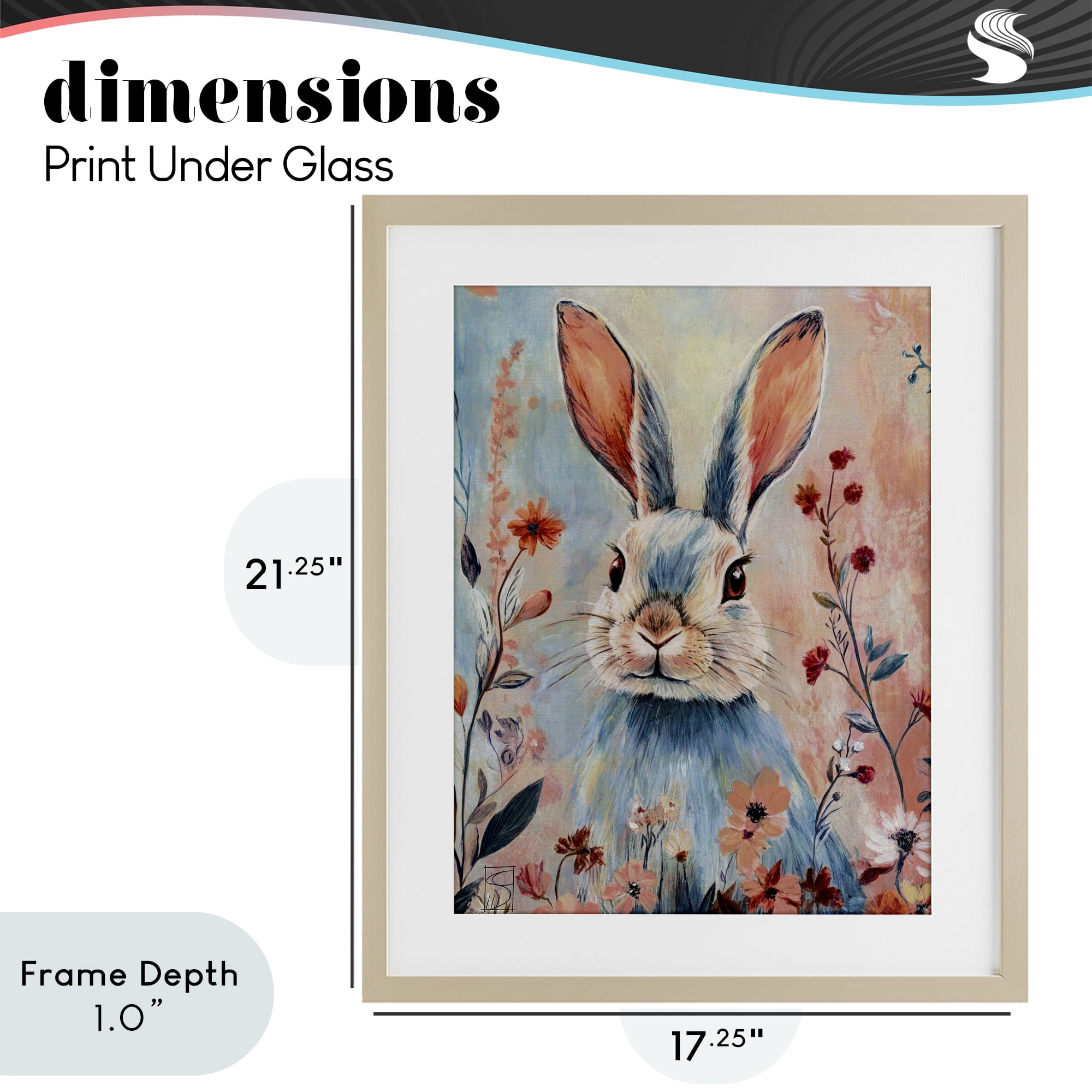 Stupell Industries Blue Rabbit & Wildflowers Birch Framed Print Under Glass, design by Sara Culpepper