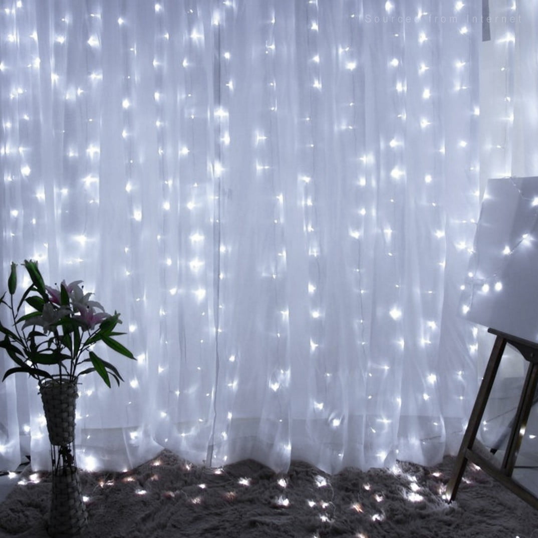 9.8FT × 9.8FT Window Curtain Light, Extendable String Light Kit, 8 Modes Fairy Lights for Party, Wedding, Restaurant, Festival, Hotel, 3000K Warm White