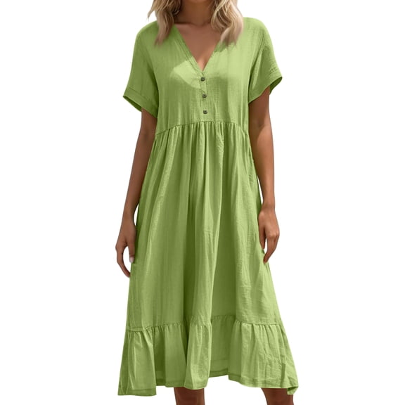 CIENVNSTG Women's Casual Dresses Solided Color Spring Breathable Beach Dress Lightweight Versatile Cocktail Dresses for Women M