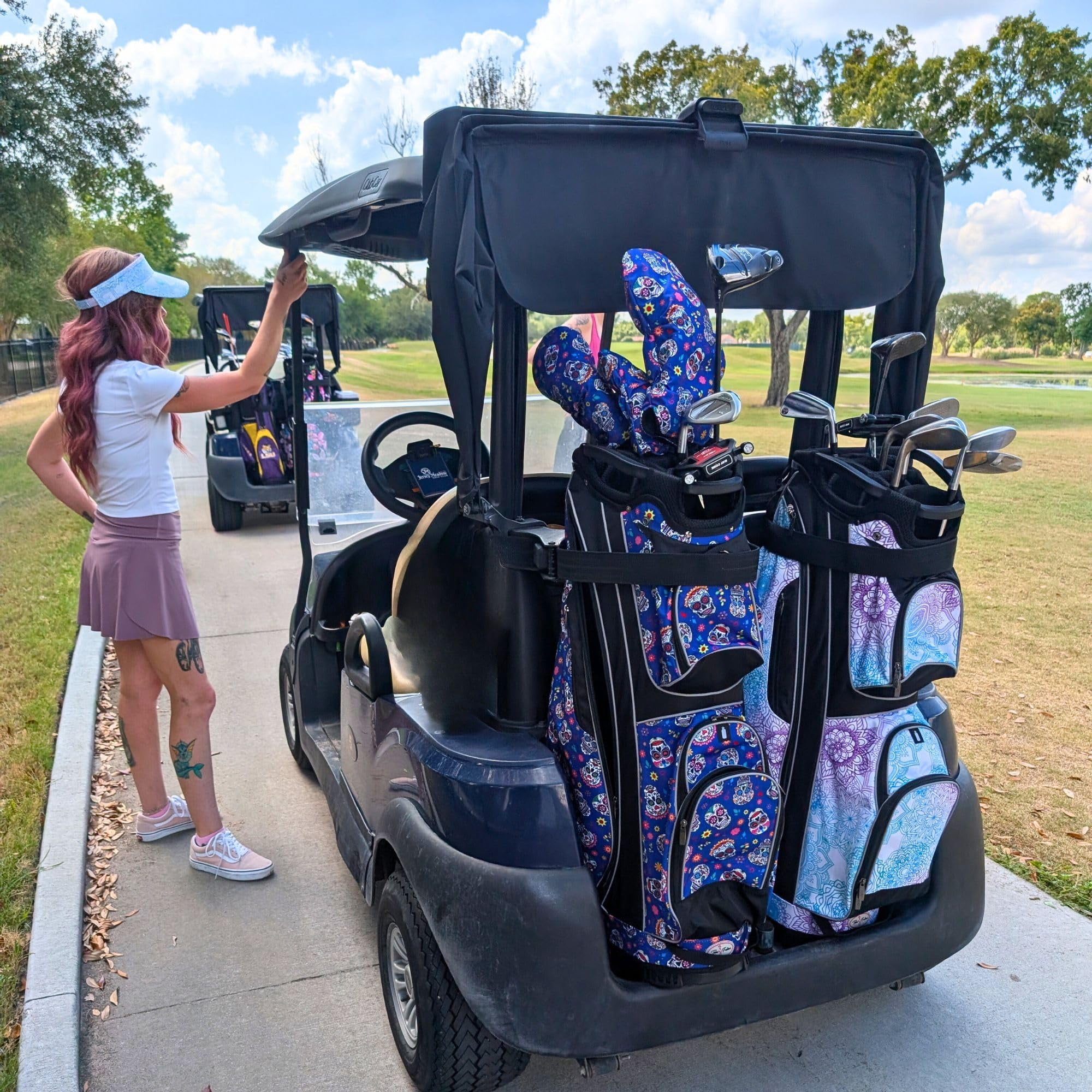 Women’s Golf Cart Bag – Taboo Fashions Resort Collection Lightweight 14-Way Ladies Bag with Cooler, Rain Hood, 7 Zippered Pockets, Tee Holder & More (Tropical Paradise)
