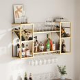 thumbnail image 2 of KaKaBB Metal Floating Bar Liquor Shelves 2 Tier, Wall Mounted Wine Rack with Glass Holder Storage, Wall Bar Shelf Wine Display Storage Holder for Kitchen Dining Room Bar (Gold), 2 of 4
