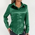 thumbnail image 2 of XuJwPNcy Satin Blouses for Women Button down Shirts Casual Long Sleeve Silk Shirts Dressy Business Work Tunic Top（Green,X-Large), 2 of 5