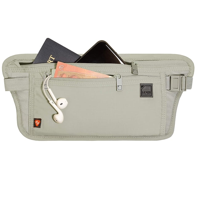 Riñonera Lewis N. Clark con bloqueo RFID, bolsa de viaje, color marrón