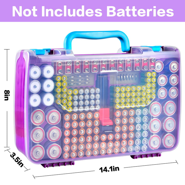 Battery Storage Organizer Holder with Tester Battery Caddy Rack Case Box  Holders Battery Checker For AAA AA C D 9V Battery Case