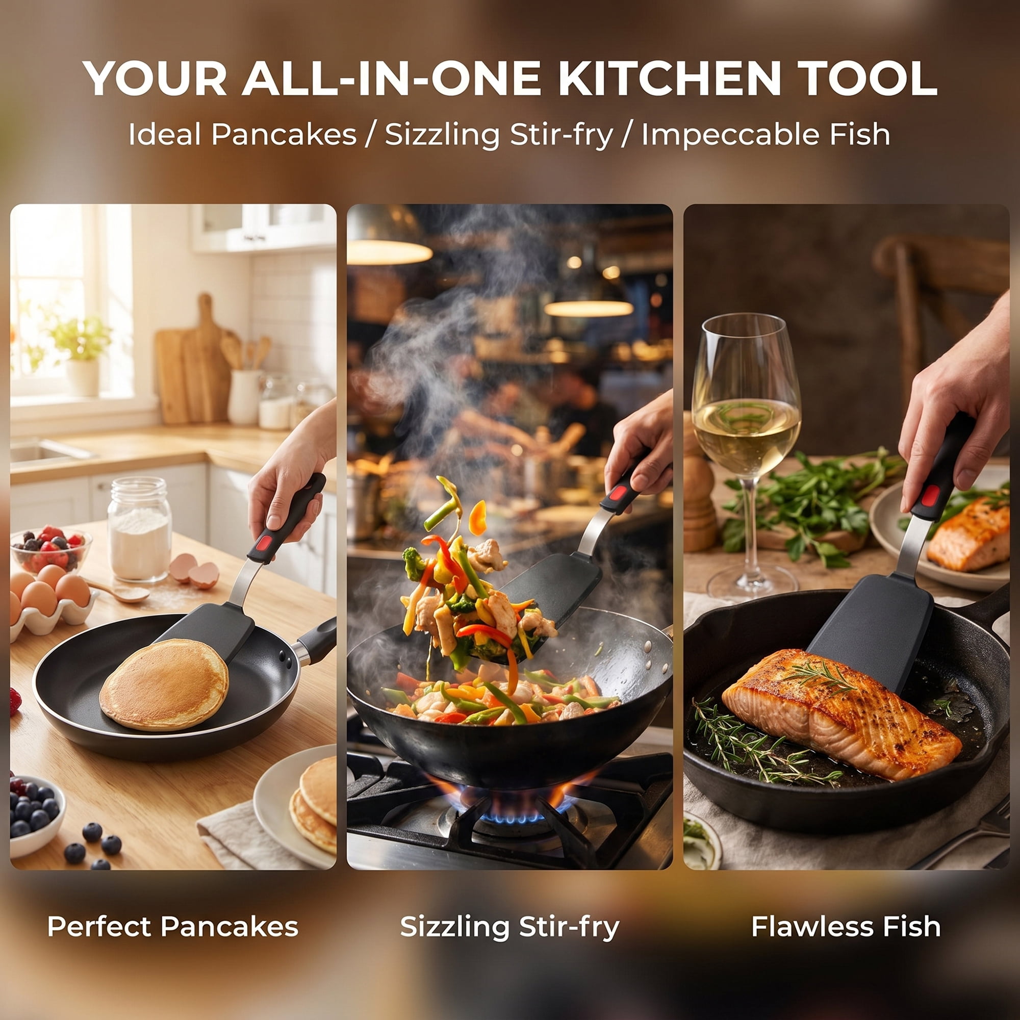 Unique Bargains Durable Heat-Resistant Dishwasher Safe Spatula Utensil Black 12.8" x 3.3"