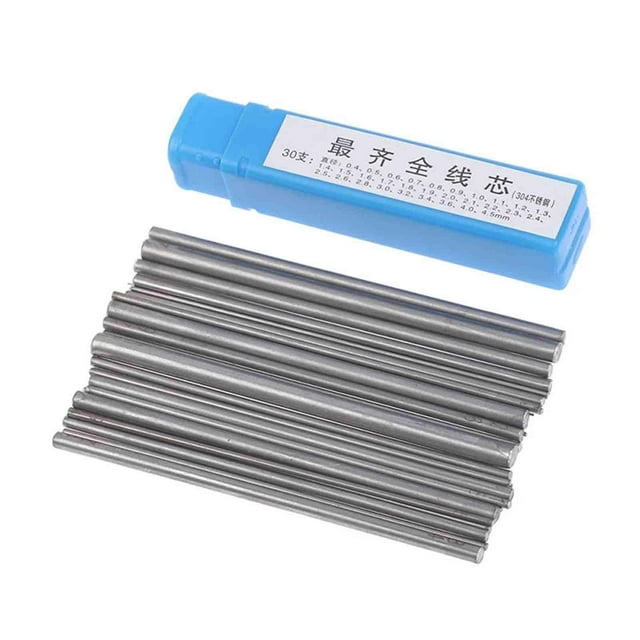 lionlar 30Pcs Stainless Steel Solid Rods Wire Core 0.4mm to 4.5mm Wire Coiling Bar Tool