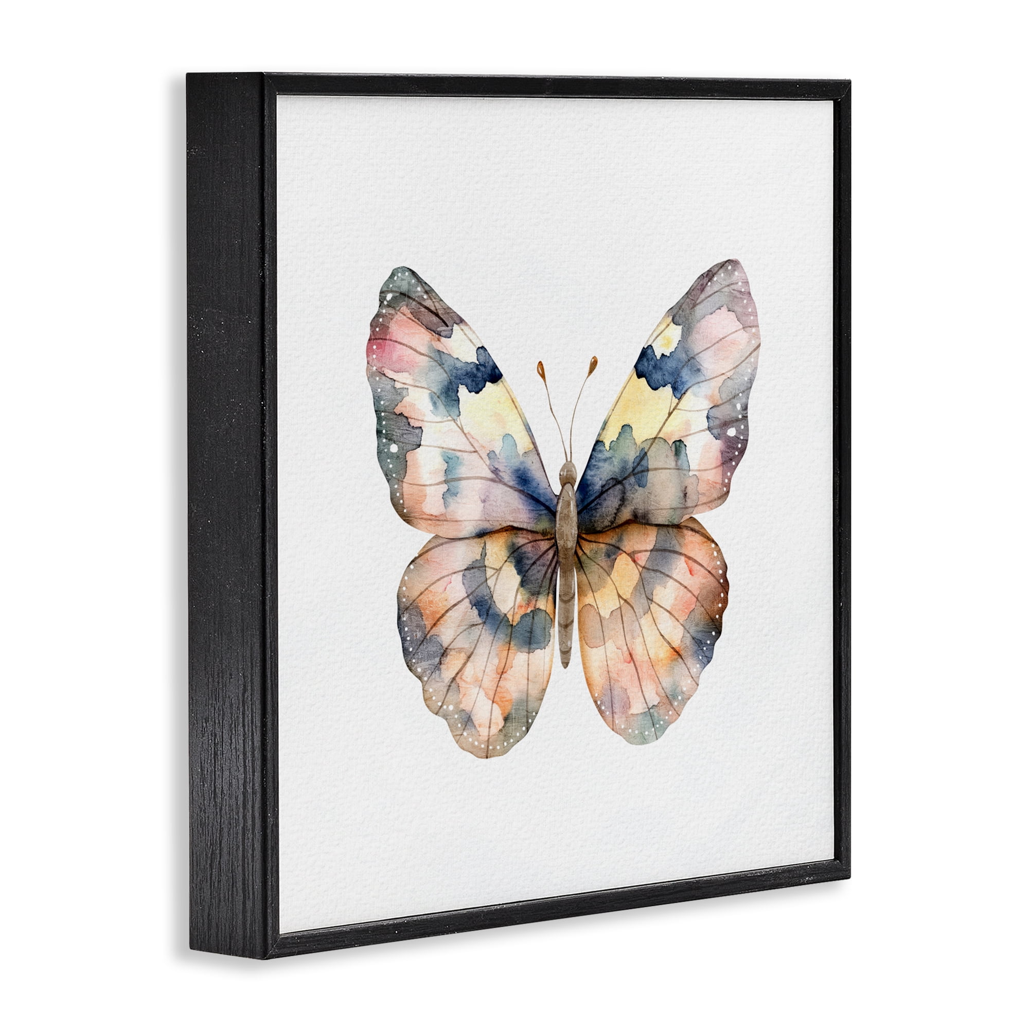 Stupell Industries Traditional Watercolor Butterfly Black Framed Giclee Art, design by Kim Allen