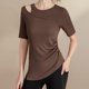 thumbnail image 2 of Camisetas de Manga Corta para las Mujeres Casual Color Sólido Deportes Yoga Cuello Redondo, Top Ligero para el Uso Diario, Hogar Y Cómodo, 2 of 8