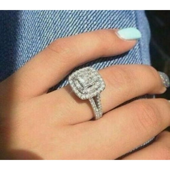 2CT Ct Princess Simulated diamond Women Engagement Ring 14k White Gold Plated