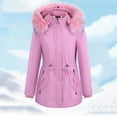 thumbnail image 4 of VEKDONE Womens Parka Coat Winter Thicken Puffer Jacket with Faux Fur Hood Long Sleeve Zip Up Detachable Hooded Jackets Thermal Outerwear with Pockets, 4 of 9