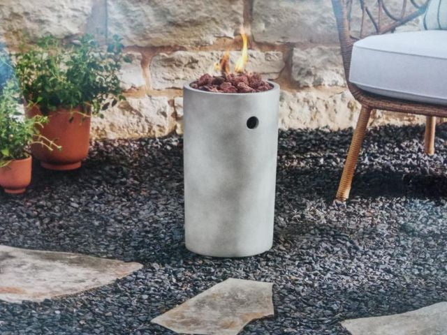 17" Patio Deck Outdoor Tabletop Outdoor Propane Gas Fire Column Pit