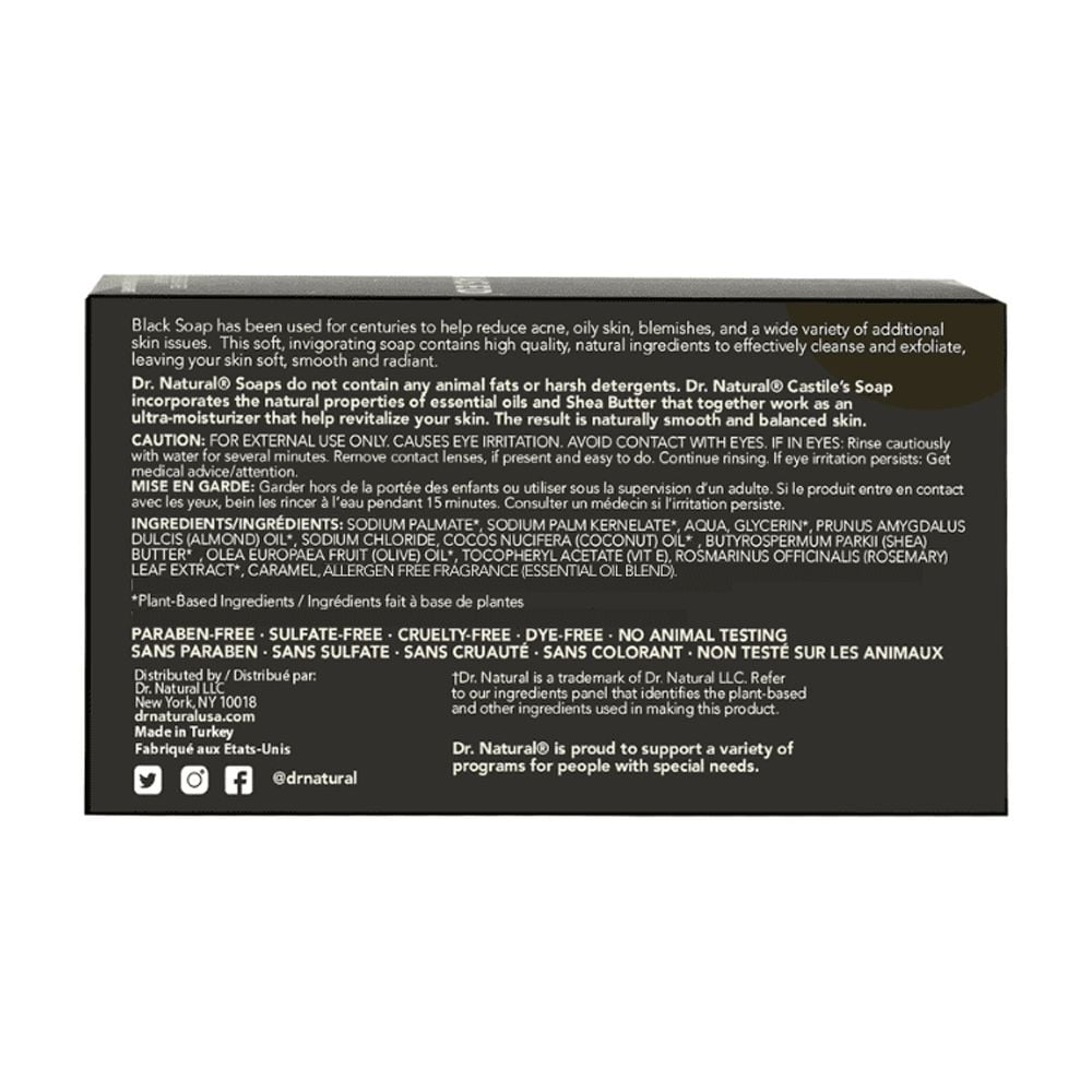 (2 pack) Dr. Natural Black Soap Bar - Shea Butter & Essential Oils 2-Pack - 8oz