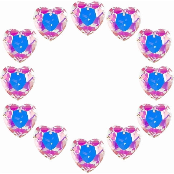 1 Box 12Pcs 1.06 Inch Heart Suncatcher Glass Heart Ornament Small Clear AB Lamp Prisms Charms Bulk Rainbow Maker Suncatchers for DIY handcrafting