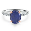 thumbnail image 3 of Gem Stone King 10K Two Tone Gold Blue Lapis and Lab Grown Diamond Engagement Ring for Women | 2.20 Cttw | Oval 9X7MM | Gemstone Birthstone | Size 6, 3 of 6