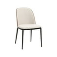 thumbnail image 4 of LeisureMod Tule 7-Piece Dining Set in Steel Frame with 6 Velvet Seat Dining Chairs and 71" Oval Dining Table with MDF Tabletop, Walnut/Beige, 4 of 24
